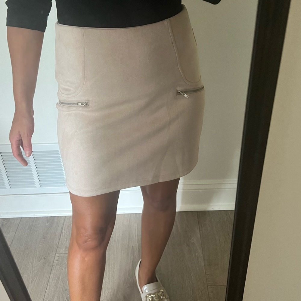 Cream Suede Skirt